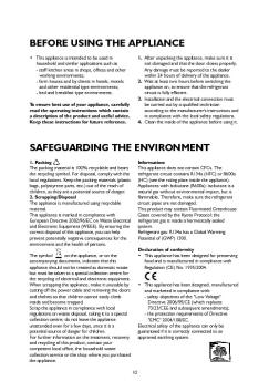 before using the appliance safeguarding the environment