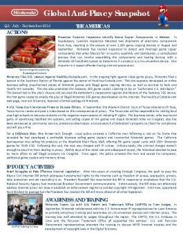 Global Anti-Piracy Snapshot - Nintendo Anti-Piracy