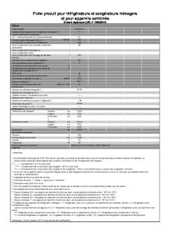 Fiche produit pour réfrigérateurs et congélateurs ... - Miele.lu