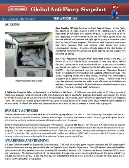 Global Anti-Piracy Snapshot - Nintendo Anti-Piracy