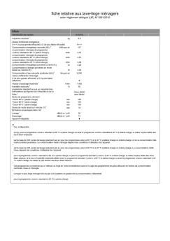 fiche relative aux lave-linge ménagers - Miele