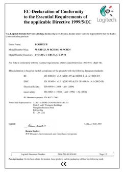 EC-Declaration of Conformity to the Essential ... - Logitech