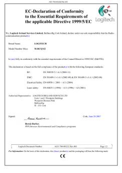 EC-Declaration of Conformity to the Essential ... - Logitech