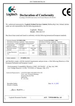Declaration of Conformity - Logitech