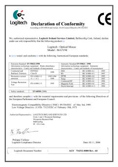 Declaration of Conformity - Logitech