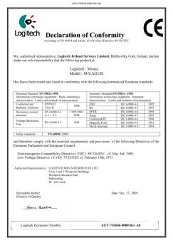Declaration of Conformity - Logitech