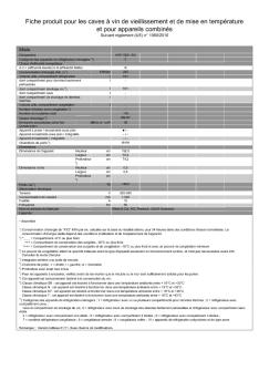 Fiche produit pour les caves à vin de vieillissement et de mise ... - Miele