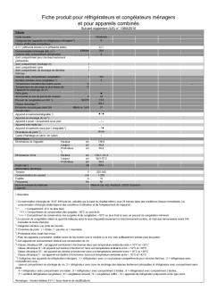 Fiche produit pour réfrigérateurs et congélateurs ménagers et ... - Miele