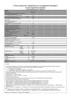 Fiche produit pour réfrigérateurs et congélateurs ménagers et ... - Miele