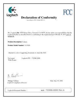 Declaration of Conformity - Logitech