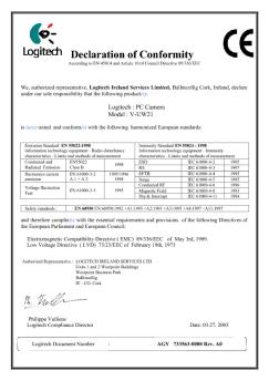 Declaration of Conformity - Logitech