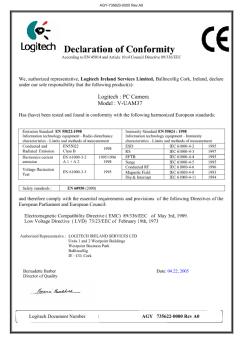 Declaration of Conformity - Logitech
