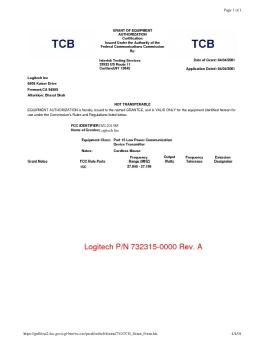 Logitech P/N 732315-0000 Rev. A