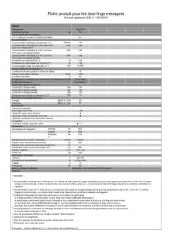 Fiche produit pour les lave-linge ménagers - Miele