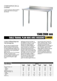 TABLE TRAVAIL PLAN BOIS AVEC DOSSERET