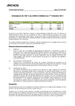 Croissance de 158 % du chiffre d'affaires au 1 trimestre 2011