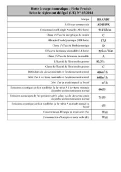 Hotte à usage domestique - Fiche Produit Selon le ... - 4CliK.com