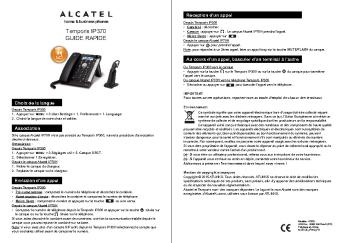 Temporis IP370 GUIDE RAPIDE - Alcatel