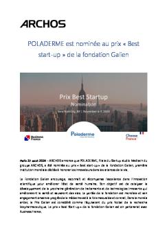 Archos CP POLADERME Nomine Prix Fondation Galien USA   Aout 2024