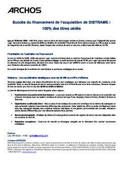 ARCHOS CP Succes Financement DISTRAME Fev 2026