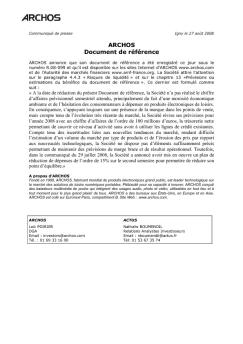 ARCHOS Document de référence