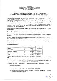 ARCHOS Proces Verbal AGM 28 Mai 2024 Publication