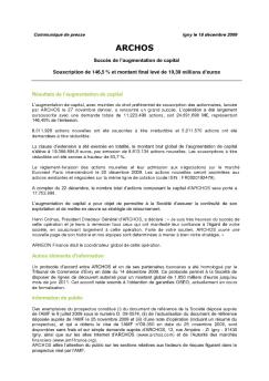 Communiqué de presse -  Archos