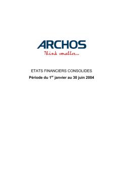 ETATS FINANCIERS CONSOLIDES Période du 1er janvier au 30 ...