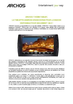 ARCHOS 7 HOME TABLET, LA TABLETTE ANDROID GRAND ...