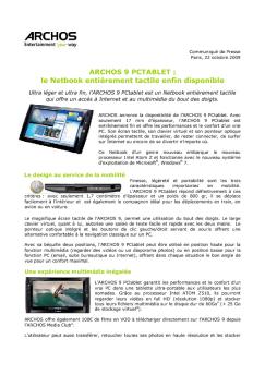 ARCHOS 9 PCTABLET : le Netbook entièrement tactile enfin ...