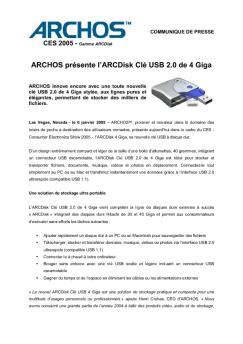 ARCHOS présente l'ARCDisk Clé USB 2.0 de 4 Giga