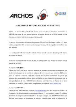 ARCHOS ET BBVOD LANCENT A9 EN CHINE