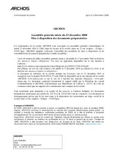 ARCHOS_communiqué FR actionnaire 5-12-08