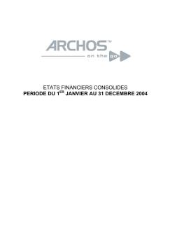 ETATS FINANCIERS CONSOLIDES PERIODE DU 1ER JANVIER ...