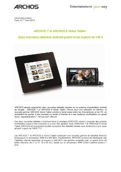 ARCHOS 7 et ARCHOS 8 Home Tablet : Deux nouvelles tablettes ...