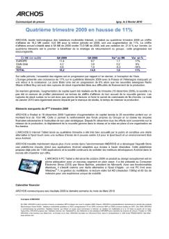 Quatrième trimestre 2009 en hausse de 11%