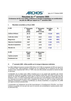 Résultats du 1er semestre 2005