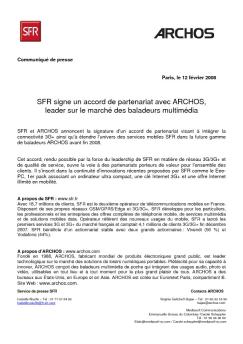 SFR signe un accord de partenariat avec ARCHOS, leader sur le ...