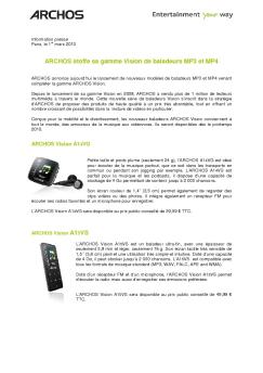 ARCHOS étoffe sa gamme Vision de baladeurs MP3  et MP4