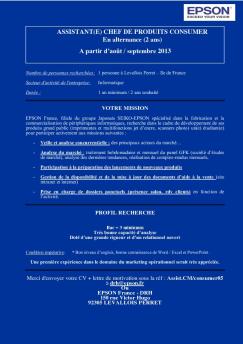 ASSISTANT(E) CHEF DE PRODUITS CONSUMER En ...