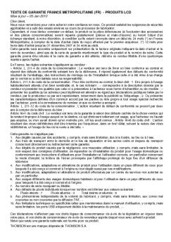 TEXTE DE GARANTIE FRANCE METROPOLITAINE (FR ...