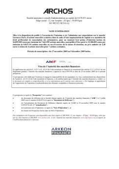 Note d'opération Projet Arnold - Visa n°09-350 du 25.11