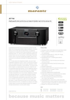 AV7701 PRÉAMPLIFICATEUR AUDIO/VIDÉO MULTICANAUX