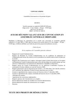 AVIS DE RÉUNION VALANT AVIS DE CONVOCATION EN ...