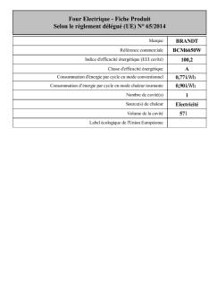 Four Electrique - Fiche Produit Selon le règlement délégué (UE) N° 65 ...