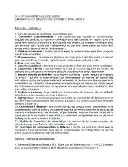 CONDITIONS GÉNÉRALES DE VENTE SAMSUNG SHOP SAMSUNG ...