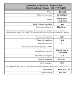Fiche Produit - Brandt