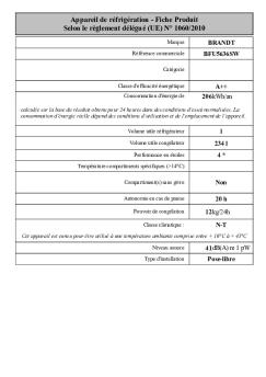 Fiche Produit Selon le règlement délégué (UE) - Brandt