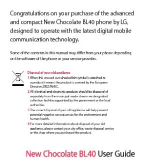 New Chocolate BL40 User Guide - CompareCellular.com