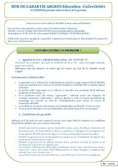 BON DE GARANTIE ARCHOS Education
